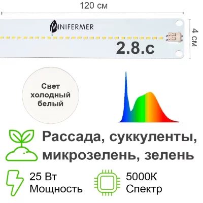 Модуль 2.8.с Комфорт 5000K - Рассада, Микрозелень. Белый свет.