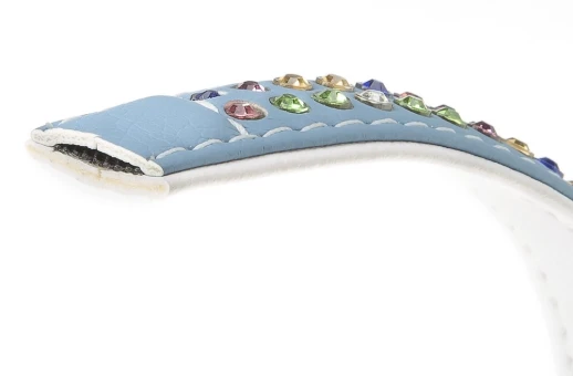 Ошейник Ferplast LUX C20/35 эко-кожа со стразами микрорегулировка бирюзово-белый