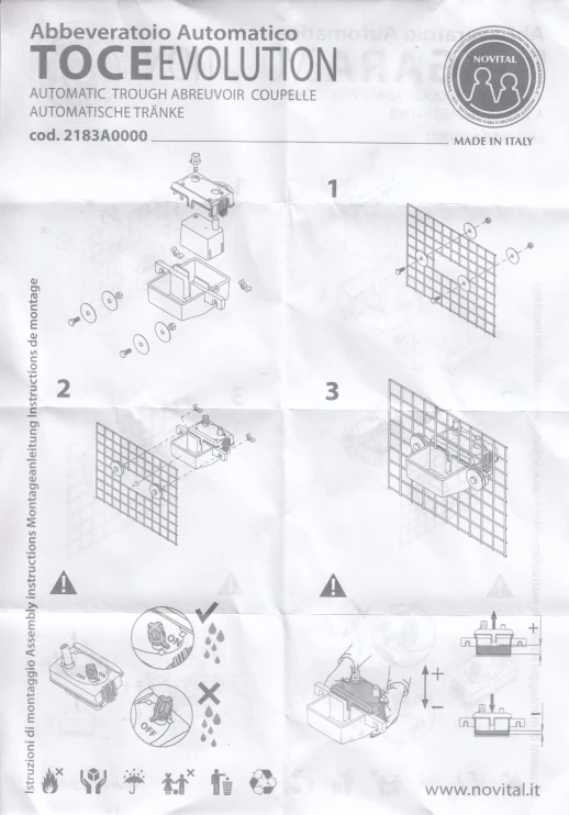 Поилка чашечная Novital Toce Evolution автоматическая для птиц