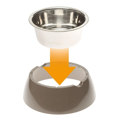 Металлическая миска Ferplast JOLIE L на пластиковой подставке серая 1,2л