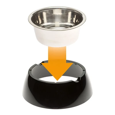 Металлическая миска Ferplast JOLIE L на пластиковой подставке чёрная 1,2л