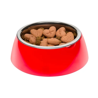 Металлическая миска Ferplast JOLIE M на пластиковой подставке красная 0,85 л