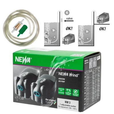 Компрессор аэратор для аквариума Newa Wind NW3 регулируемый на 100-160 л 200 л/ч