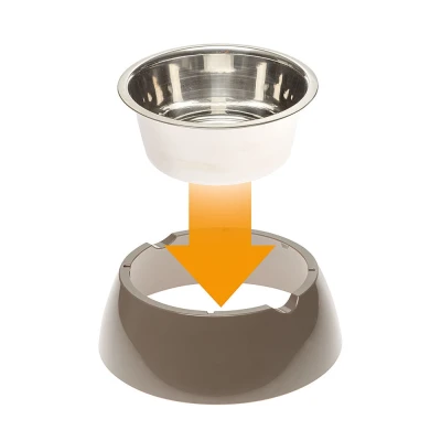 Металлическая миска Ferplast JOLIE M на пластиковой подставке серая 0,85 л.