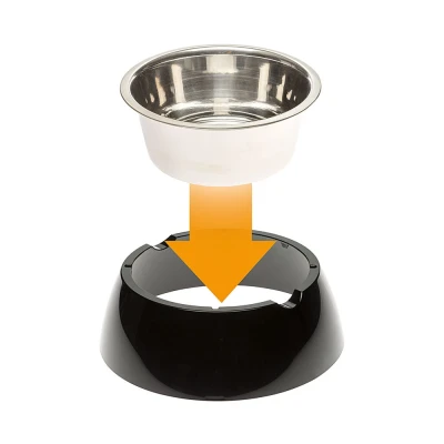 Металлическая миска Ferplast JOLIE M на пластиковой подставке чёрная 0,85л