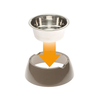 Металлическая миска Ferplast JOLIE SM на пластиковой подставке серая,0,5л