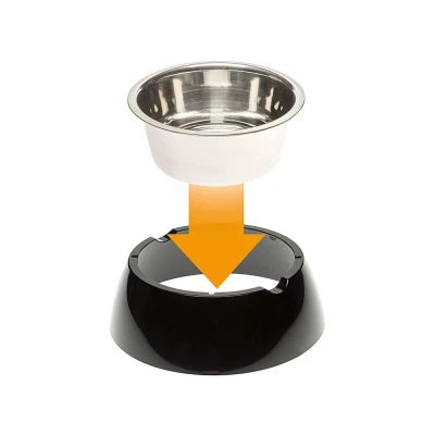 Металлическая миска Ferplast JOLIE SM на пластиковой подставке чёрная 0,5л