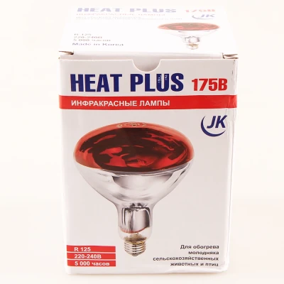 Лампа инфракрасная JK Lighting 175 Bт E27 R125 закаленное стекло красная